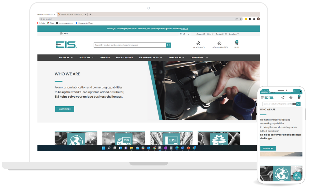 EIS new website on desktop and mobile