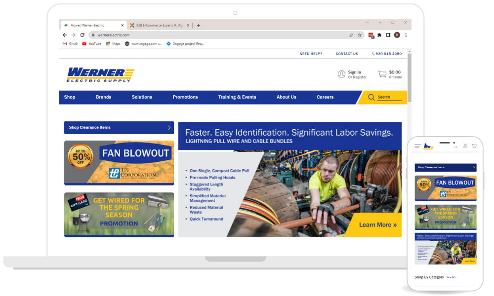 werner website on desktop and mobile